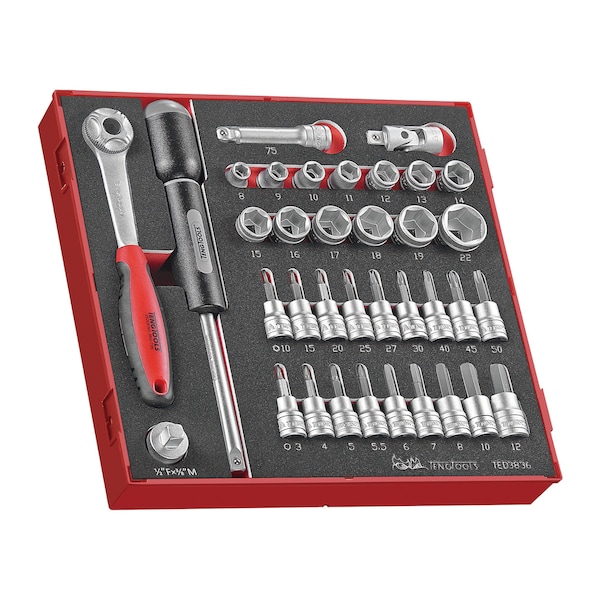 TED3836 - 36 Piece 3/8" Drive Socket Set in EVA Tray